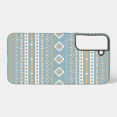 クリームオアステカレンジブルー混合モチーフパターン SAMSUNG GALAXYケース (裏面横)