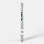 クリームオアステカレンジブルー混合モチーフパターン SAMSUNG GALAXYケース (右側面)