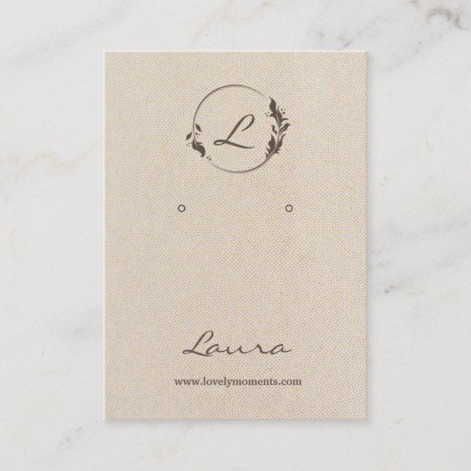 クリームオフホワイトイヤリングディスプレイカード 名刺 (正面)