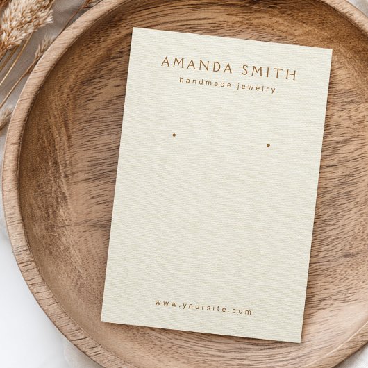 クリームオフホワイトリネンのイヤリングディスプレイカード