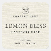 クリームオフホワイトリネンの外観の正方形の製品ラベル スクエアシール (正面)