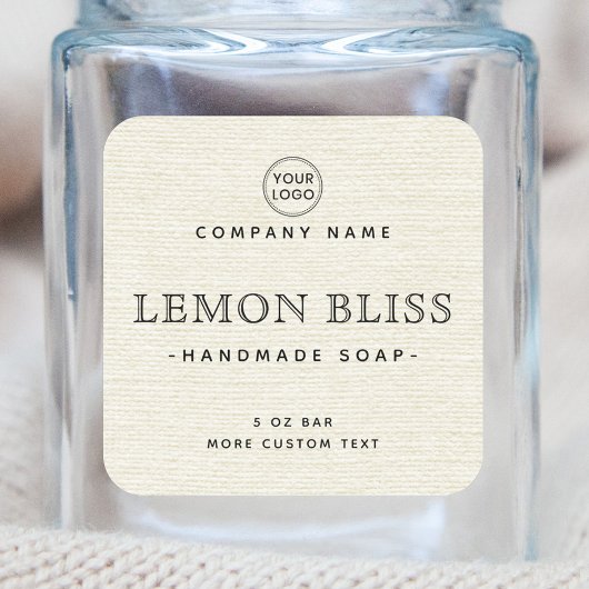 クリームオフホワイトリネンの外観の正方形の製品ラベル スクエアシール