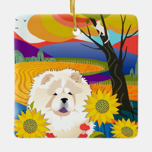 クリームオブザクロップチャウオーナメント セラミックオーナメント (正面)