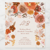 クリームオモダンレンジテラコッタフローラ結婚ズ ワインラベル (シングルラベル)