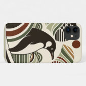 クリームオリーブグリーンマルーンペンギン波のアールデコ Case-Mate iPhoneケース (裏面(横))