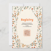 クリームオレンジのグルービーワイルドフラワーベビーシャワー 招待状 (裏面)