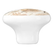 クリームオレンジの花柄 セラミックノブ (側面)