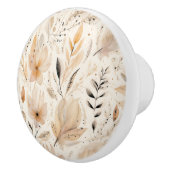 クリームオレンジの花柄 セラミックノブ (右)