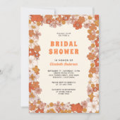 クリームオレンジグルービーレトロワイルドフラワーブライダルシャワー 招待状 (正面)