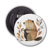 クリームオレンジブラウンビーバー離れ付き 栓抜き (正面)