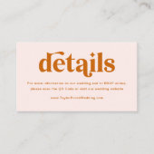 クリームオレンジレトロ70sボホ結婚のウェブサイト エンクロージャーカード (正面)