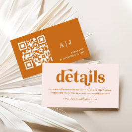 クリームオレンジレトロ70sボホ結婚のウェブサイト エンクロージャーカード