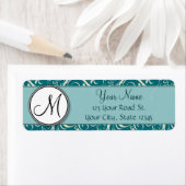 クリームオンティール（緑がかった色）フローラウィス&ストライプモノグラム付きウィス ラベル (インサイチュ)