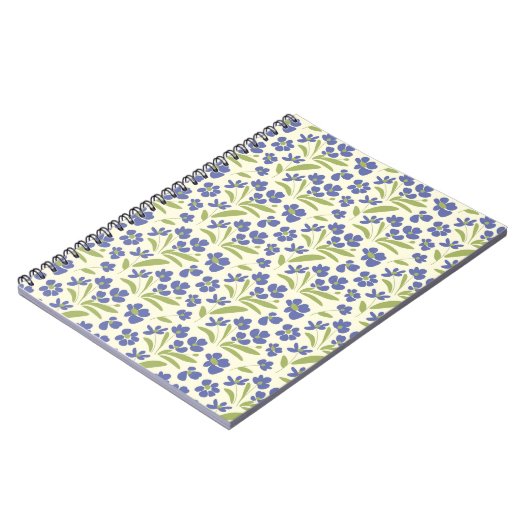 クリームオーガニック0111A上の流れるフローラブルーグリーン ノートブック (左側)