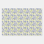 クリームオーガニック0111A上の流れるフローラブルーグリーン ラッピングペーパーシート (正面2)