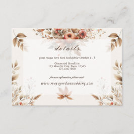 クリームオータムウェディングの詳細な案内カード エンクロージャーカード