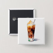 クリームカクテルドリンク付き水色アイスコーヒー 缶バッジ (正面&裏面)