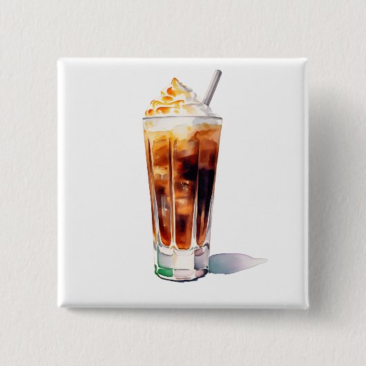 クリームカクテルドリンク付き水色アイスコーヒー 缶バッジ (正面)