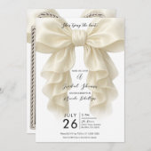 クリームカスケードラッフルボウタイキングノットブライダルシャワー 招待状 (正面/裏面)