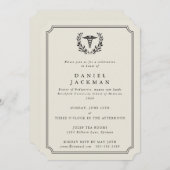 クリームカドゥセウス+ローレルメディカルスクール卒業 招待状 (正面/裏面)