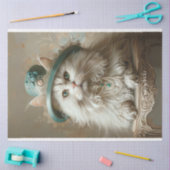 クリームカラーキャットティール(緑がかった色)ハットパールデコップページ 薄葉紙 (クラフト)