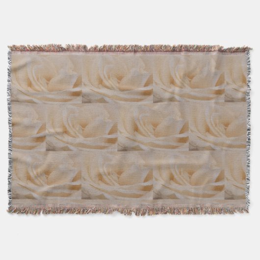 クリームカラーバラクローズアップ スローブランケット (正面)