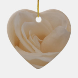 クリームカラーバラクローズアップ セラミックオーナメント