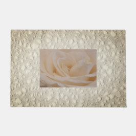 クリームカラーバラクローズアップ ドアマット