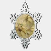 クリームカラーポインセティアスデジタルアート スノーフレークピューターオーナメント (右)