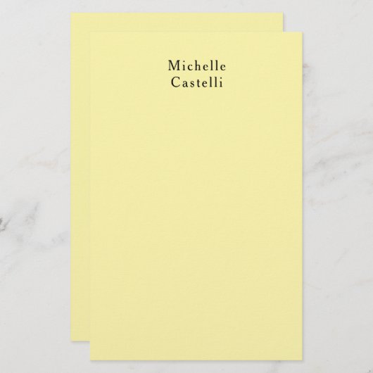 クリームカラーユニークプロフェッショナルクラシックお名前 便箋 (正面/裏面)