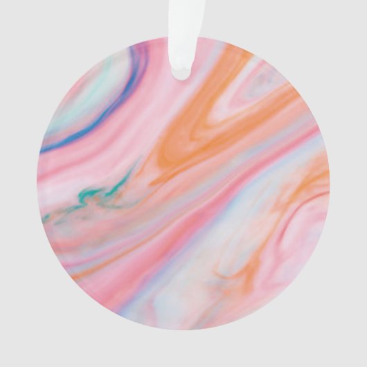 クリームカラー大理石アクリルサークル装飾 オーナメント (正面)