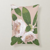 クリームガーデン調和：カメリアと緑 アクセントクッション (正面(垂直))
