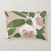 クリームガーデン調和：カメリアと緑 アクセントクッション (裏面)