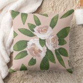 クリームガーデン調和:カメリアと緑 クッション (ブランケット)