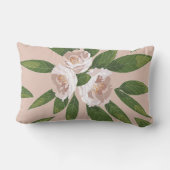 クリームガーデン調和:カメリアと緑 ランバークッション (裏面)