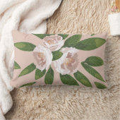 クリームガーデン調和:カメリアと緑 ランバークッション (ブランケット)