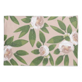 クリームガーデン調和：カメリアと緑 枕カバー (裏面)