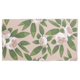 クリームガーデン調和：カメリアと緑 枕カバー