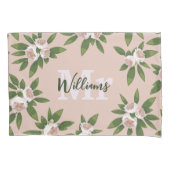 クリームガーデン調和：カメリアと緑 枕カバー (正面左)