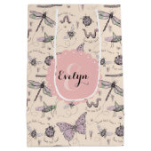 クリームガーリー赤面ピンクスイートリトルクリッターカスタム ミディアムペーパーバッグ (裏面)