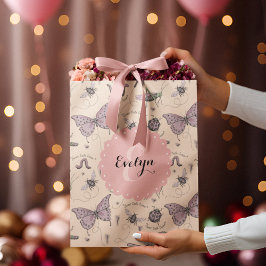 クリームガーリー赤面ピンクスイートリトルクリッターカスタム ミディアムペーパーバッグ