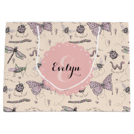 クリームガーリー赤面ピンクスイートリトルクリッターカスタム ラージペーパーバッグ