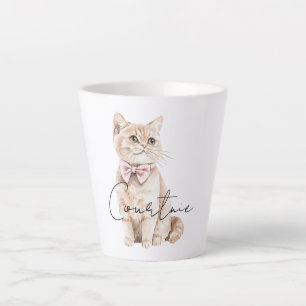 クリームキャットピンクボウ カフェラテマグ