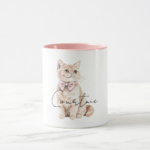 クリームキャットピンクボウ マグカップ