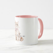 クリームキャットピンクボウ マグカップ (正面右)