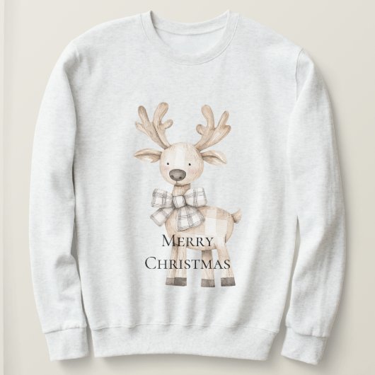 クリームクリスマストナディアプレイドボウ スウェットシャツ (デザイン正面)