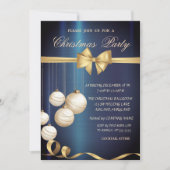 クリームクリスマスボール、ボウ、クリスマス 招待状 (正面)