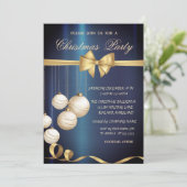 クリームクリスマスボール、ボウ、クリスマス 招待状 (スタンド正面)