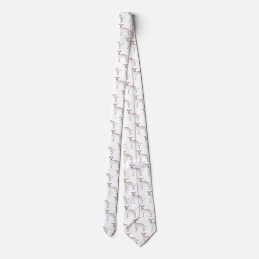 クリームグイタリアンレイハウンドかわいい漫画の犬のパターン ネクタイ (裏面)