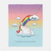 クリームグイタリアンレイハウンドかわいい犬のレインボーメモリアル フリースブランケット (正面)